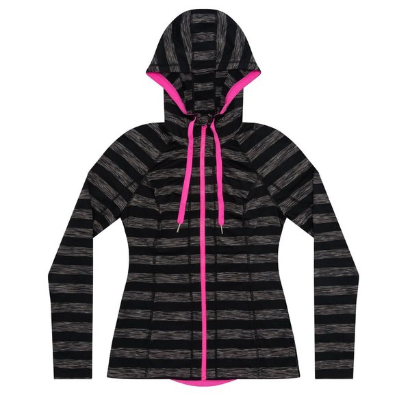 Lukka Jackets & Blazers - Lukka Active Hooded Striped Black Women's Jacket - Size Large - NWT